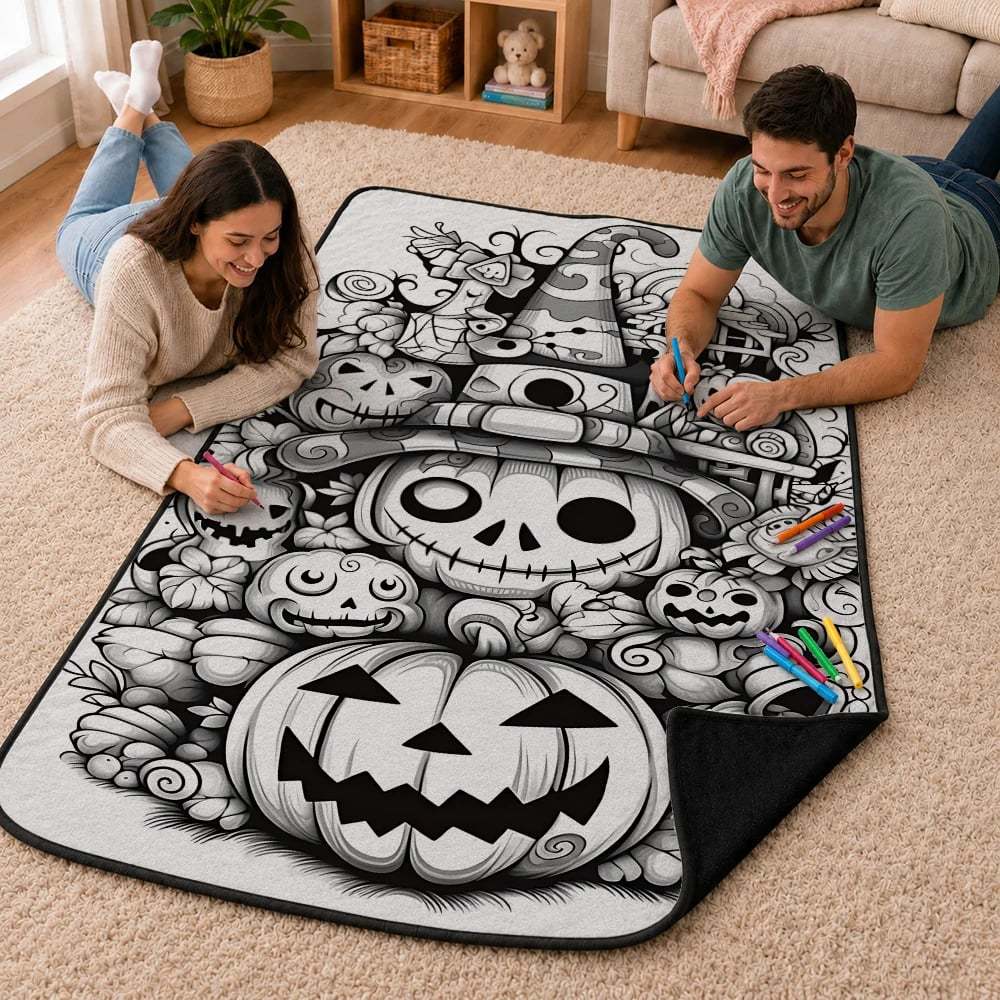 🎃Halloween Themed DIY Colour-In Blanket Kit for Kids🌈🖋️Comes with Fabric Markers