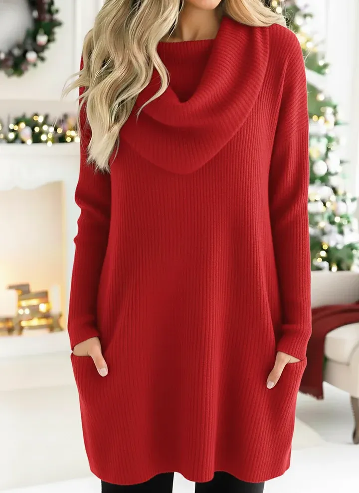 Cozy Retro Triangle Cowl Collar Knitted Sweater