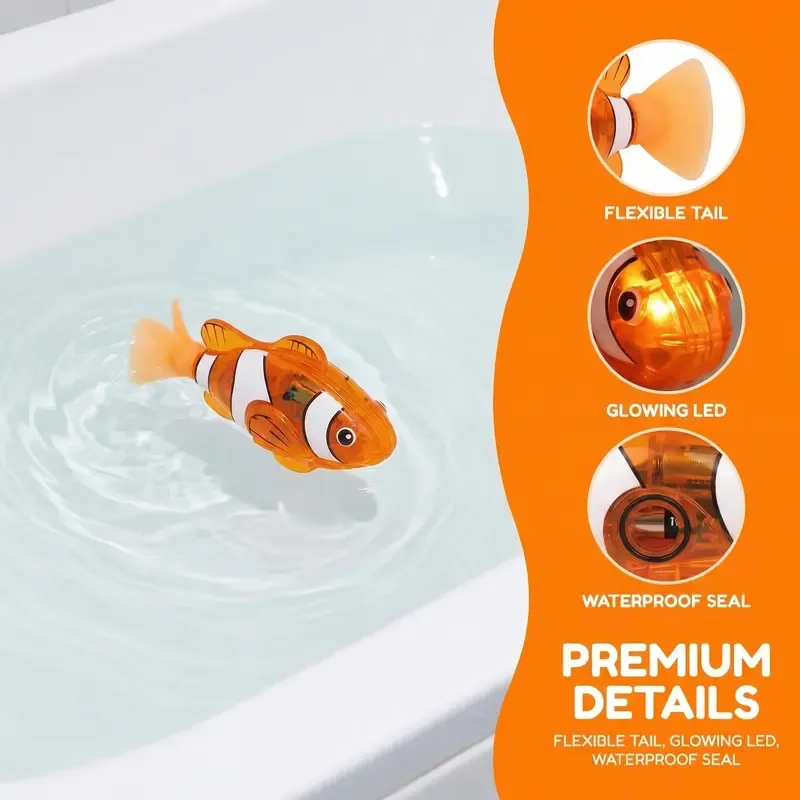 🔥 Over 10,000 Sold! LED Light-Up Swimming Fish Toy Set – Interactive & Waterproof Fun for Toddlers! 🐠✨