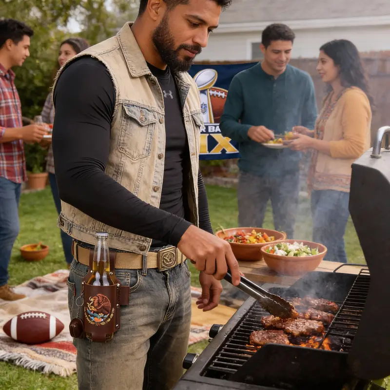 WIRILLCH Leather Drink Holster Belt 🍻 – Hands-Free Beer Holder for Parties 🎉, Sports 🏆, BBQs 🍖 & Festivals 🎶 | Perfect Gift for Him or Her 🎁