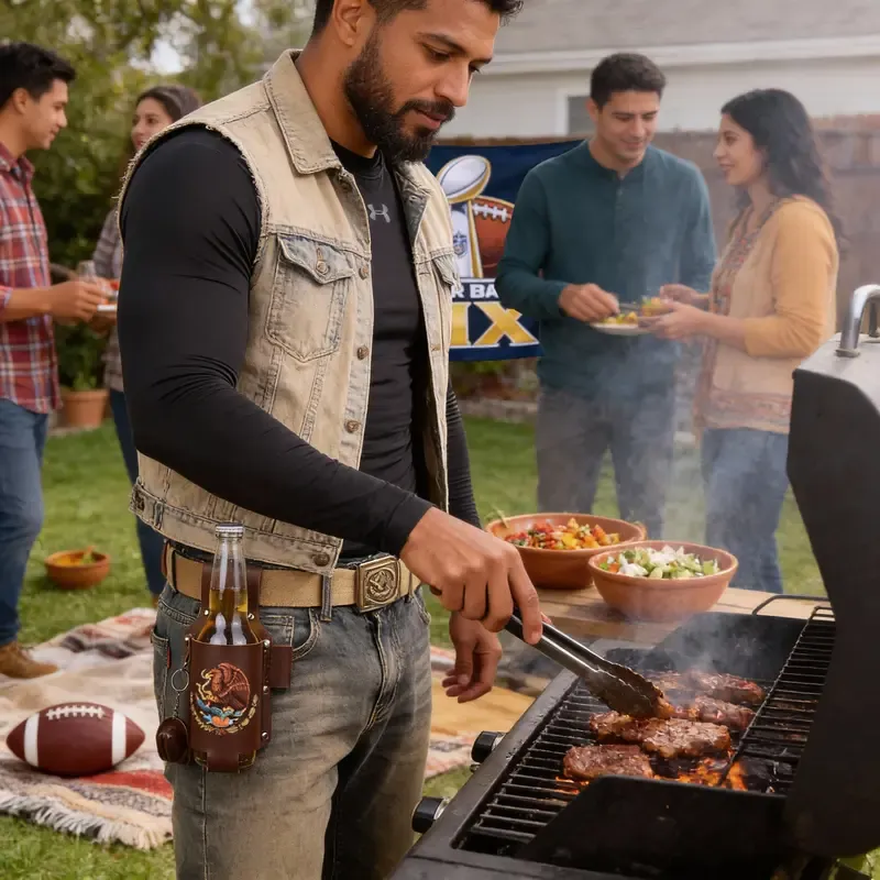 WIRILLCH Leather Drink Holster Belt 🍻 – Hands-Free Beer Holder for Parties 🎉, Sports 🏆, BBQs 🍖 & Festivals 🎶 | Perfect Gift for Him or Her 🎁