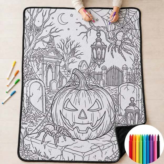 🎃Halloween Themed DIY Colour-In Blanket Kit for Kids🌈🖋️Comes with Fabric Markers