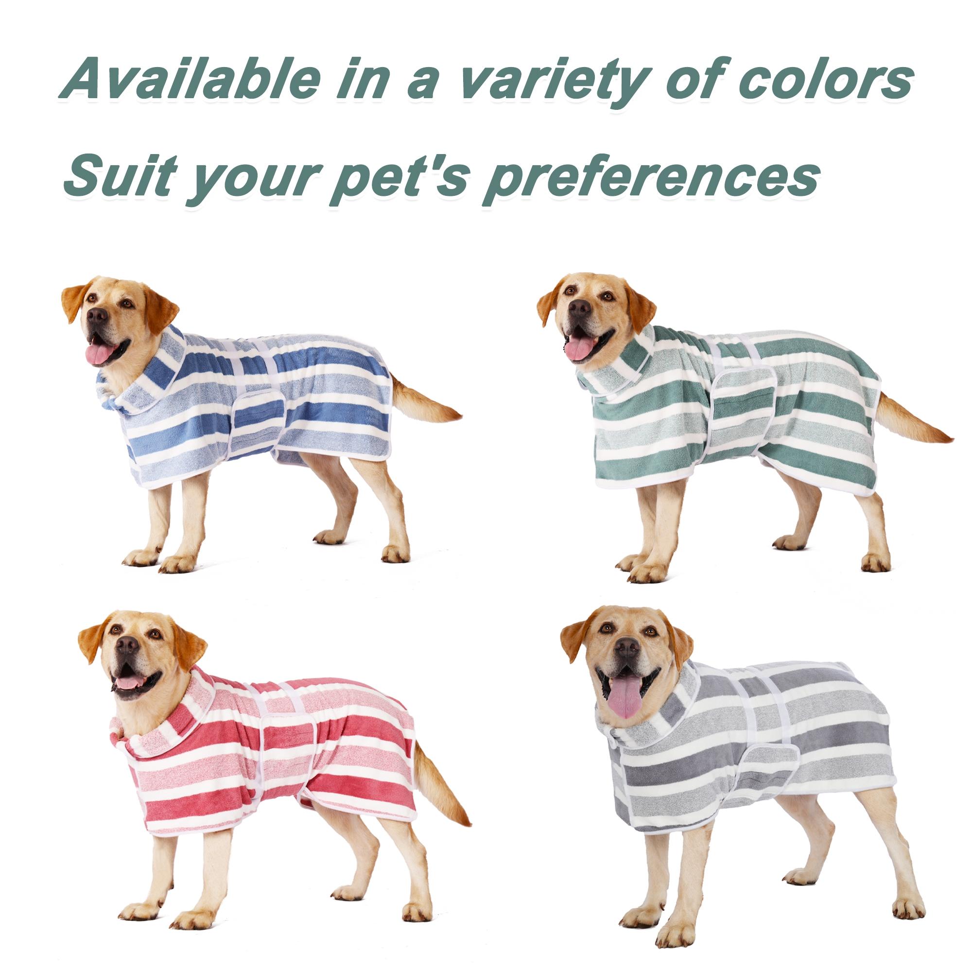 Quick-Drying Dog Bathrobe, 1-Piece Striped Clean Pet Bathrobe with Adjustable Belly Band, Super-Absorbent Soft Fabric, Machine Washable #GLOBAL PICKS