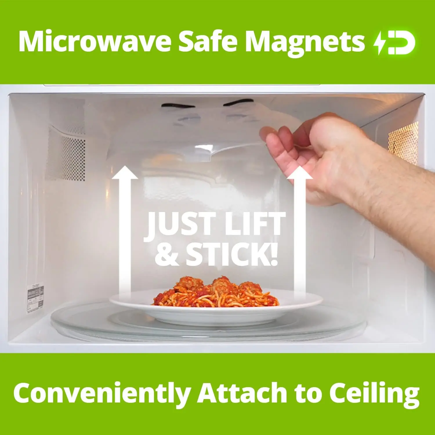 HOVER COVER Magnetic Splatter Cover, 12-Inch Clear BPA-Free Food Lid, Vented Plate Guard with Steam Vents, Anti-Splash Microwave Lid, Dishwasher Safe, Space-Saving Magnetic Storage