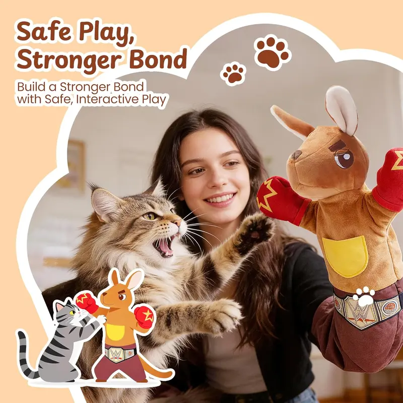22-Inch Rumble Roo Kangaroo Cat Toy 🐾🦘 | Reinforced Glove 🧤 + Catnip & Treat Pocket 🍬 for Fun Interactive Play 😺