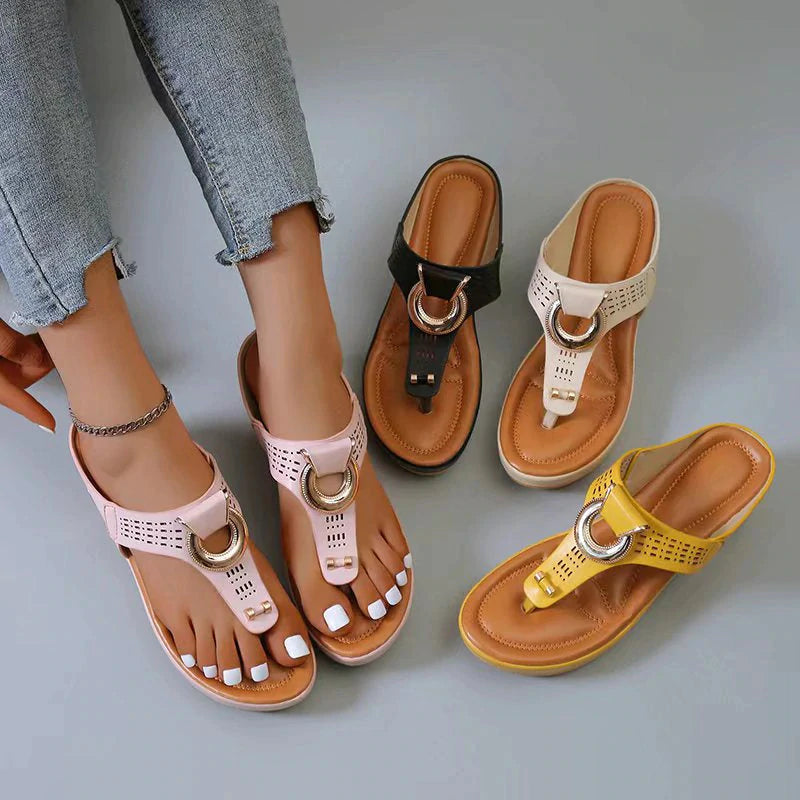 Women's Leather Wedge Slide Sandals(Buy Two Free Shipping)