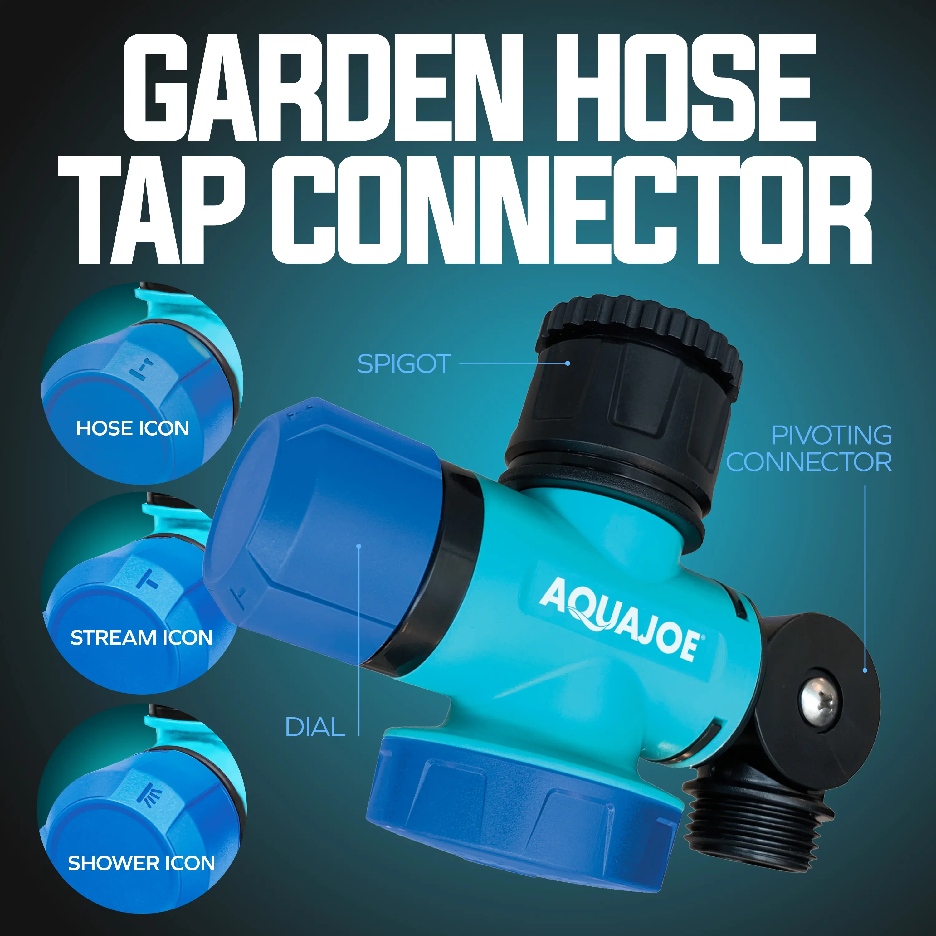 AQUA JOE Multi-Function Outdoor Faucet and Garden Hose Tap Connector
