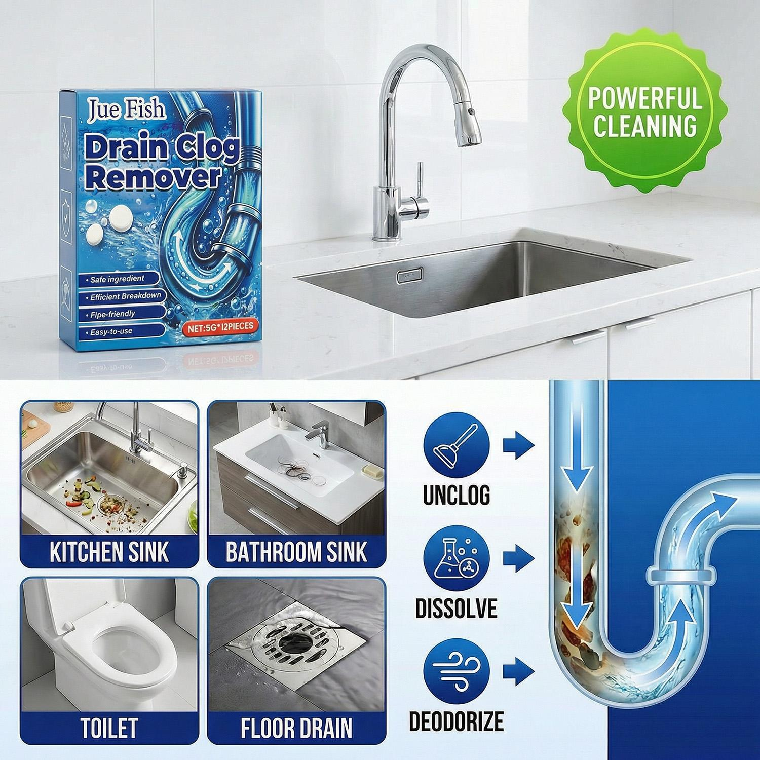 🔥LAST DAY 50% OFF -Quick-Dissolving Drain Clog Remover