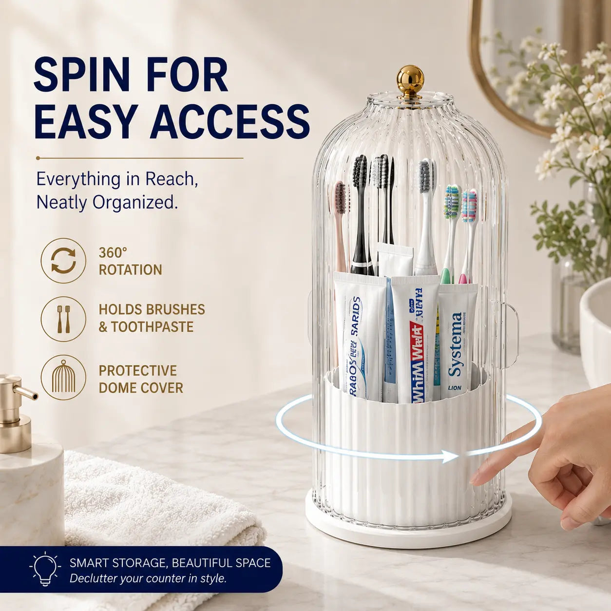  💧 Save Counter Space & Keep Brushes Clean – Wall-Mountable Toothbrush Holder