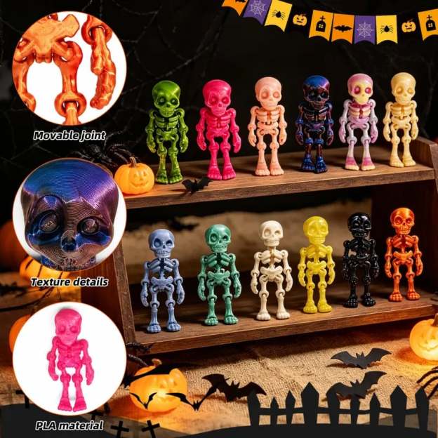 🎃3D Printed skeleton Mini Statues for Everyone as Stress Relief Holiday Gifts (Halloween, Christmas)