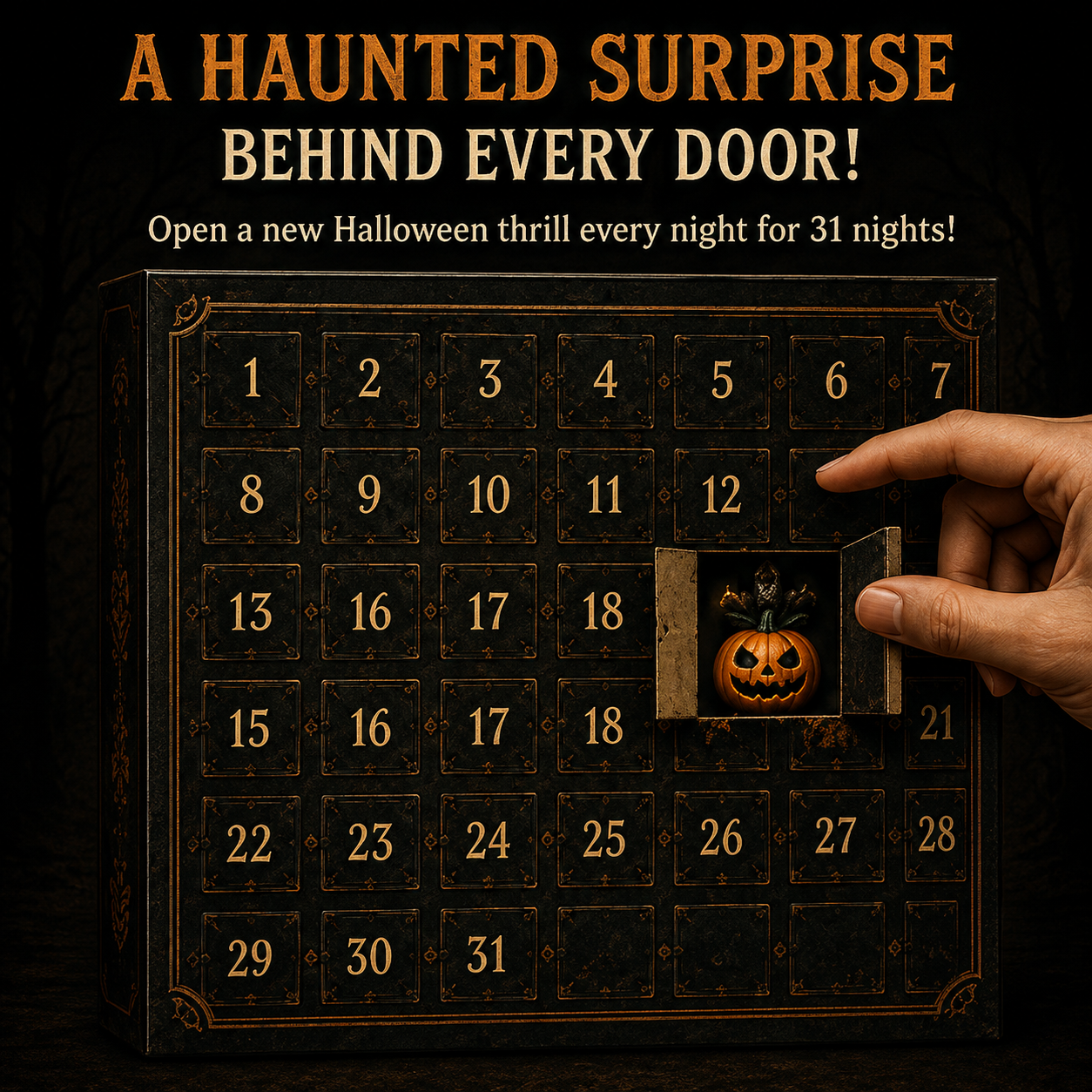 🎉🎃 31 Nights of Fright Halloween Countdown Box with 31 Unique Spooky Collectibles  👻✨