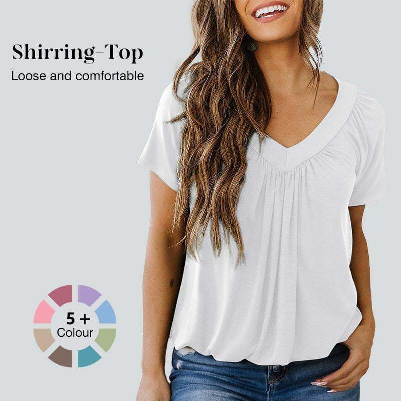 Women's Casual Summer Short Sleeve V Neck Tops T-shirts