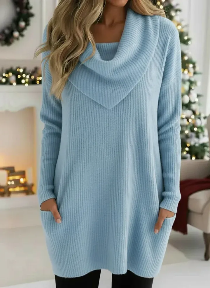 Cozy Retro Triangle Cowl Collar Knitted Sweater