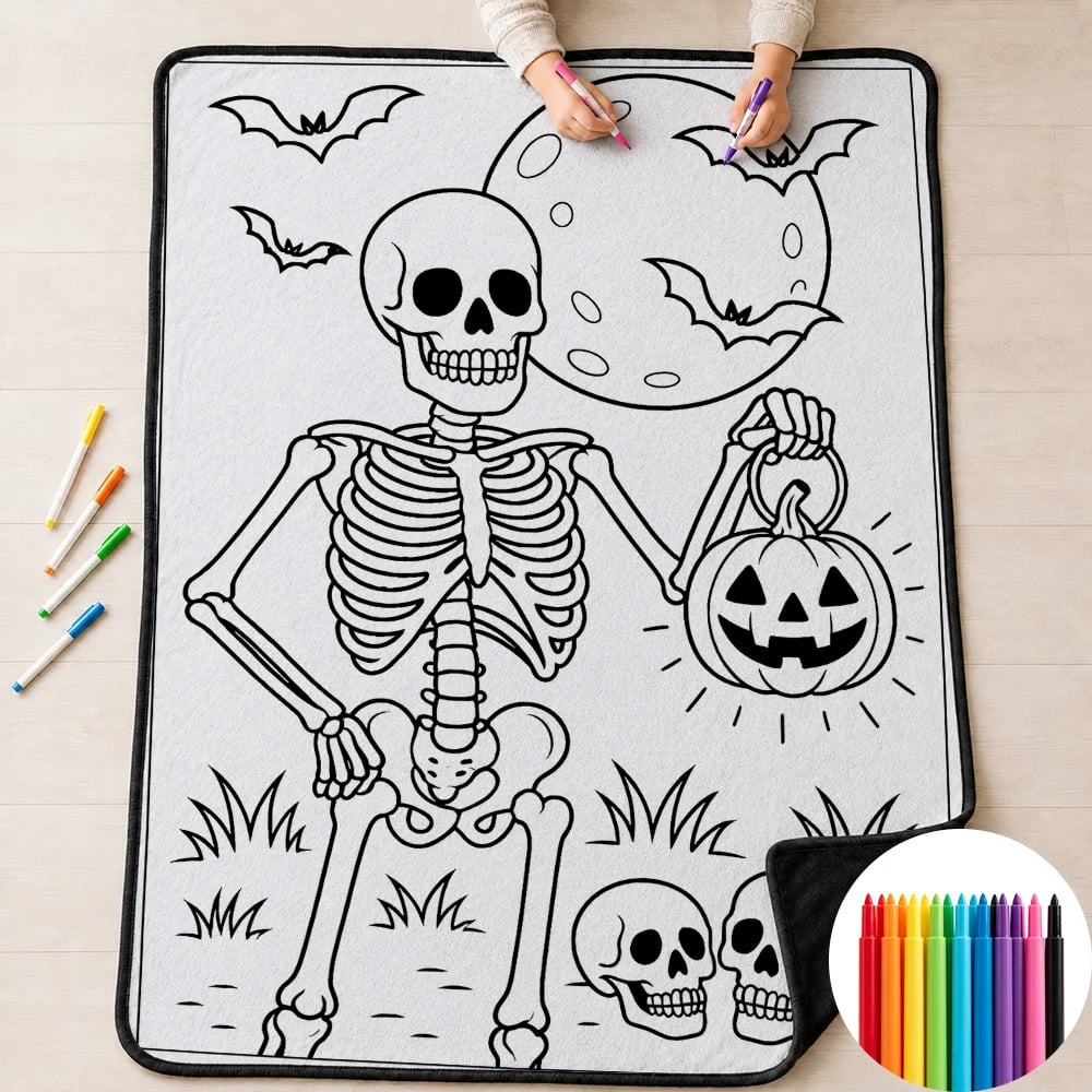 🎃Halloween Themed DIY Colour-In Blanket Kit for Kids🌈🖋️Comes with Fabric Markers
