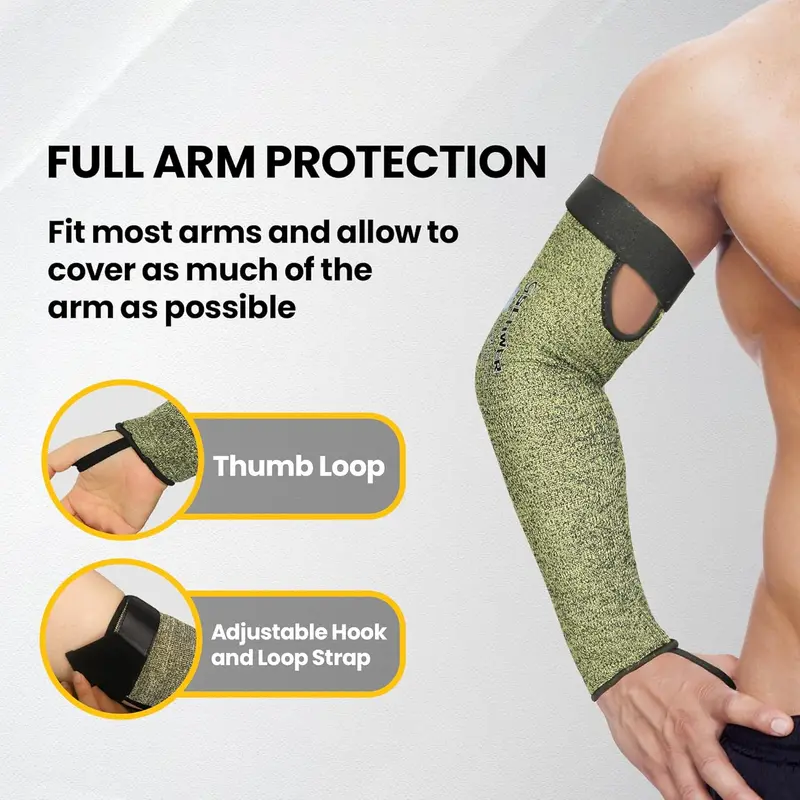 ANSI A5 Cut & Flame Resistant Schwer CORE S081 Arm Sleeves 🛡️🔥 Thumbhole Comfort Design, Full Arm Protection for Welding ⚒️, Kitchen 🍳 & Gardening 🌱