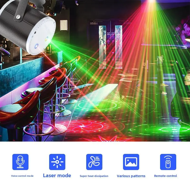 1pc LED Laser Light - Red & Green Cylindrical Design for KTV Bars & Private Rooms - Remote Control - Gift for Home Audio & Video Enthusiasts - Christmas & Halloween Atmosphere - Ocean Projector Disco Ball
