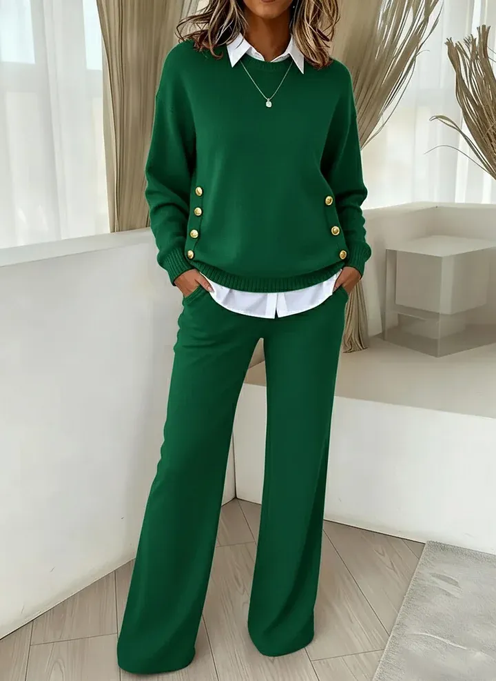 Women's Comfortable Pullover Sweater And Pants Two-piece Set