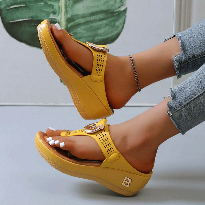 Women's Leather Wedge Slide Sandals(Buy Two Free Shipping)