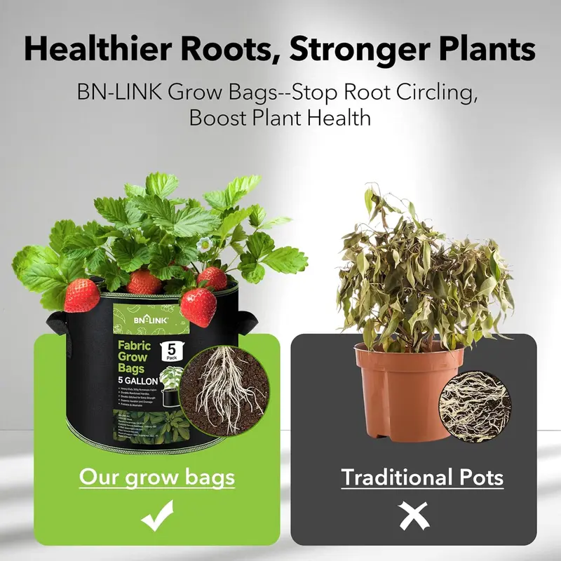 5 Gallon Grow Bags with Handles 🌱 | Heavy-Duty Breathable Fabric Pots | Thickened Nonwoven Planters for Vegetables, Flowers & Fruits