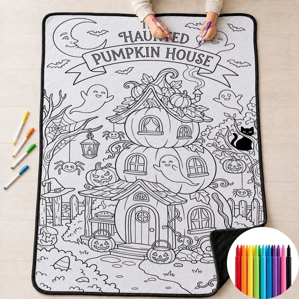 🎃Halloween Themed DIY Colour-In Blanket Kit for Kids🌈🖋️Comes with Fabric Markers