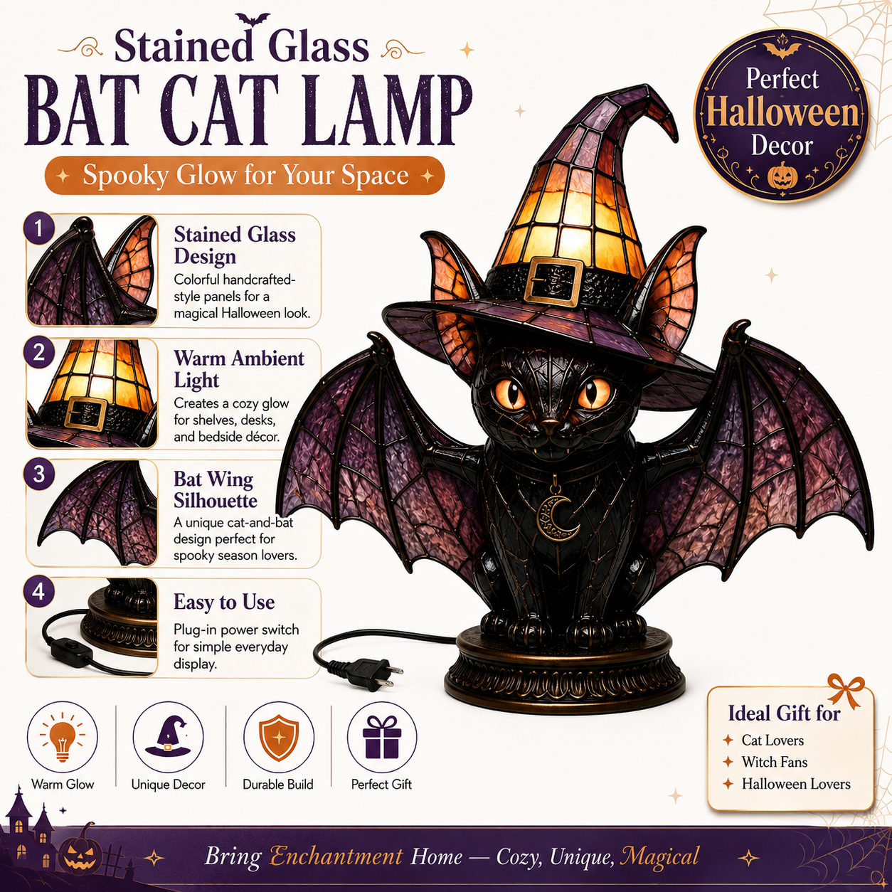 Halloween Witch Hat Night Light Decor