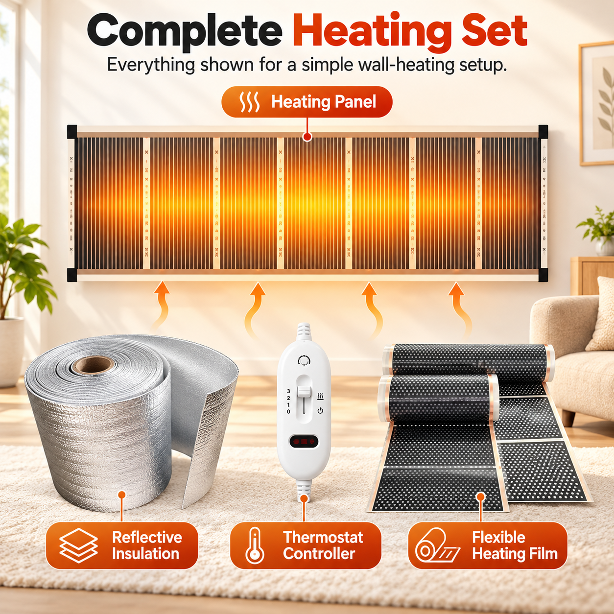 Ncrovopro heating panel, controller and package accessories
