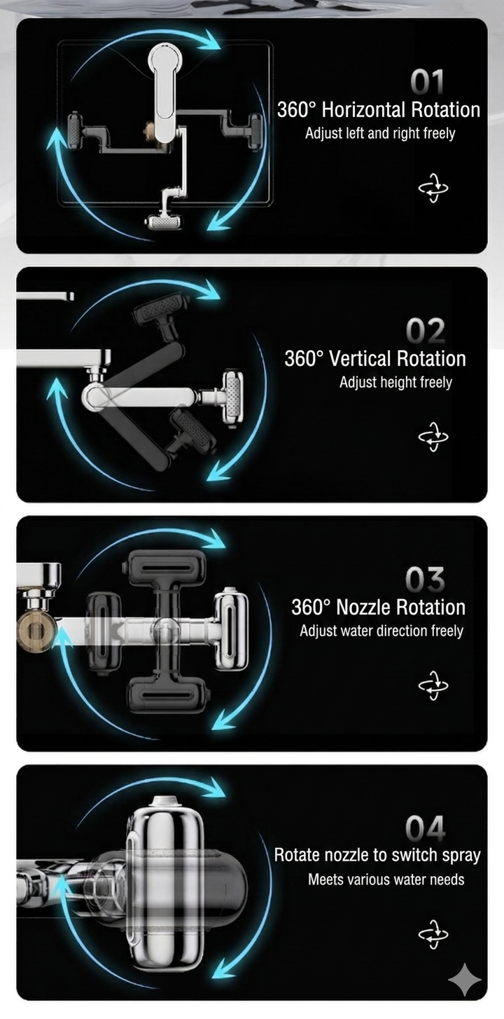 🌟 GOLD 1080° Rotating Faucet Extender 🚰 – 4 Water Modes 💦, Built-In Filter 🧼 & Upward Facial Mist 🌸 for Ultimate Convenience