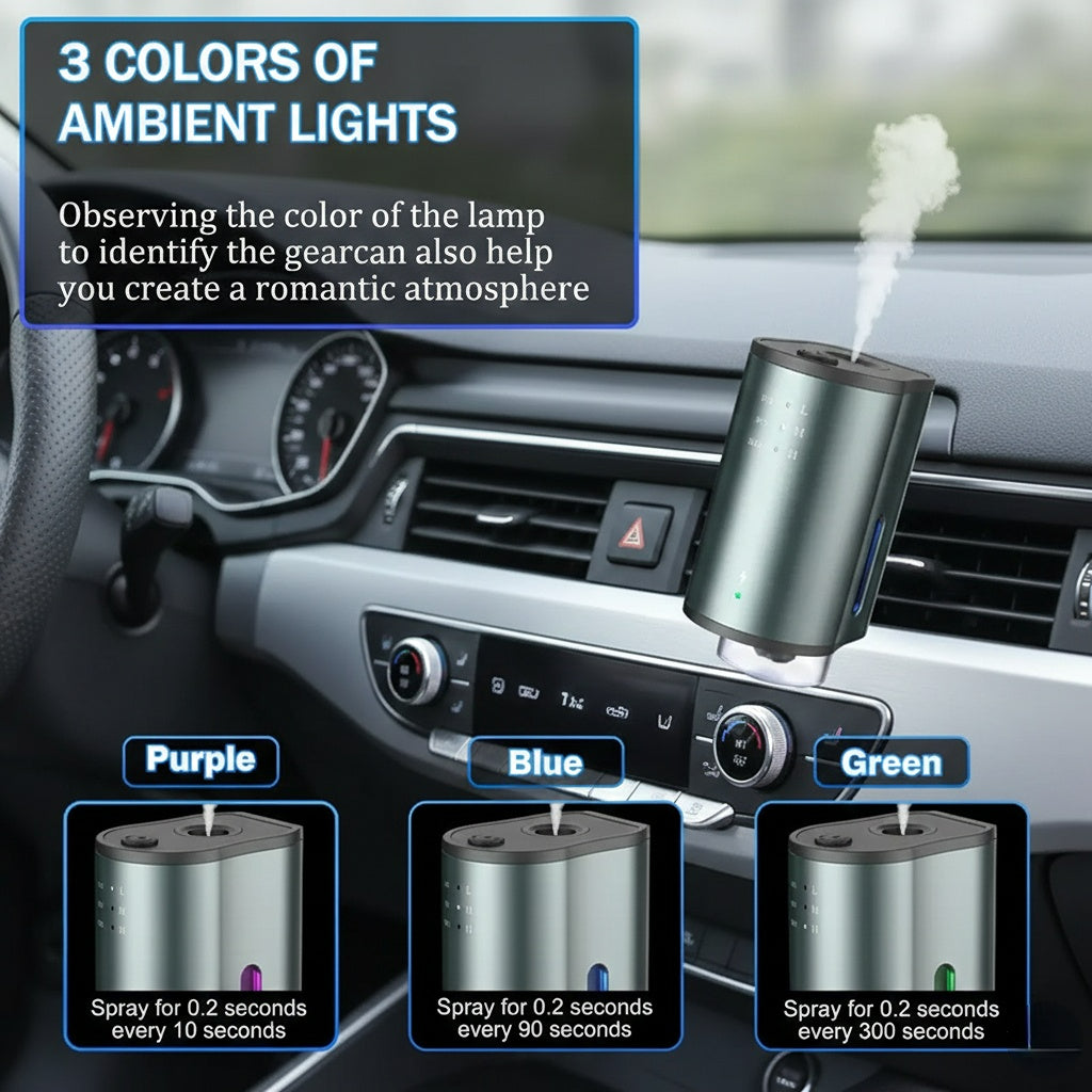 Auto-Aromatherapy Smart Car Air Freshener Diffuser with 3 Scent Options