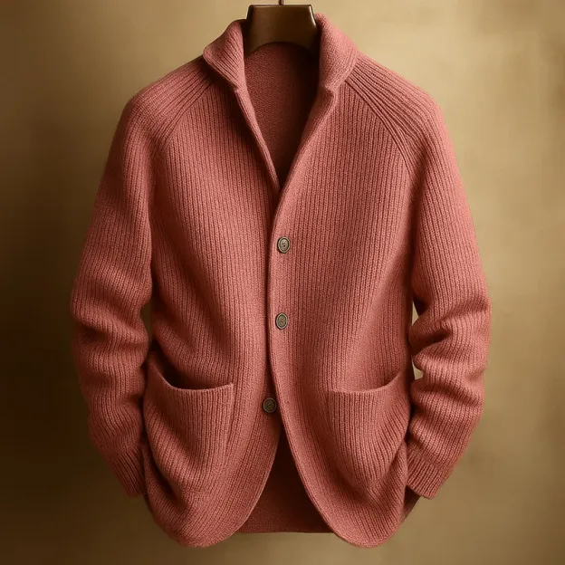 Men's Ribbed Wool Cardigan