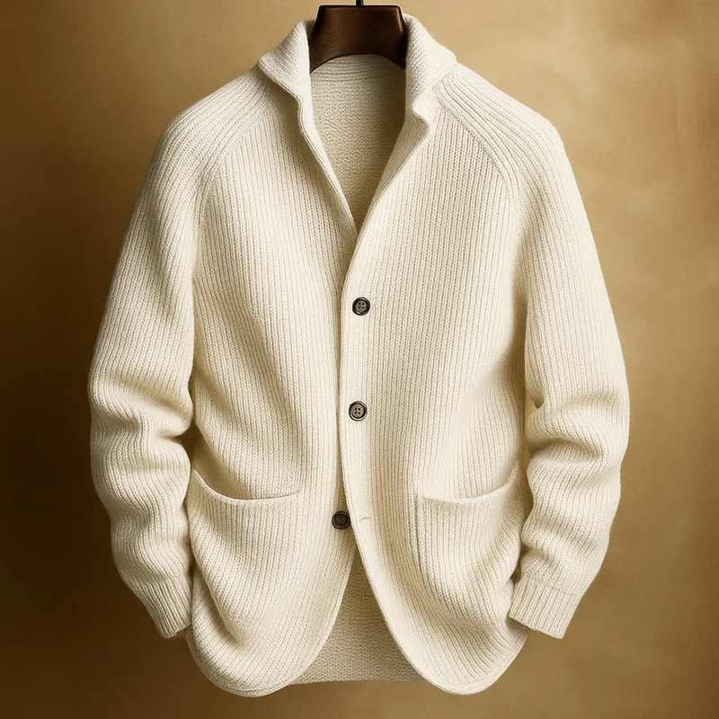 Men's Ribbed Wool Cardigan