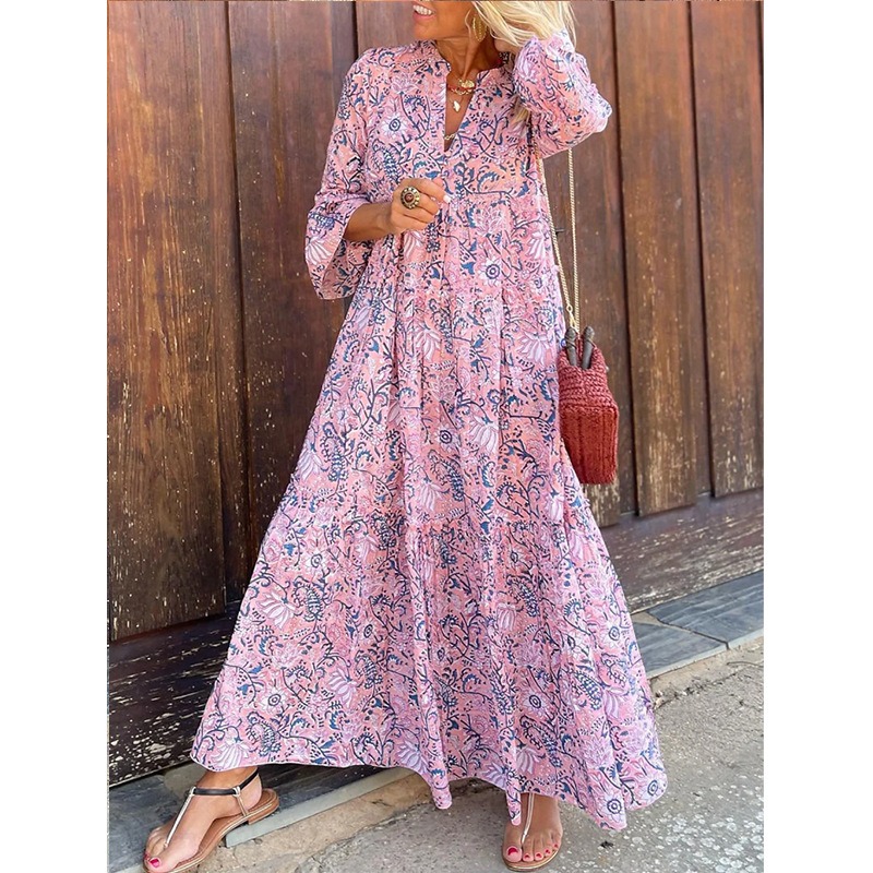 Loose V-neck beach holiday dress