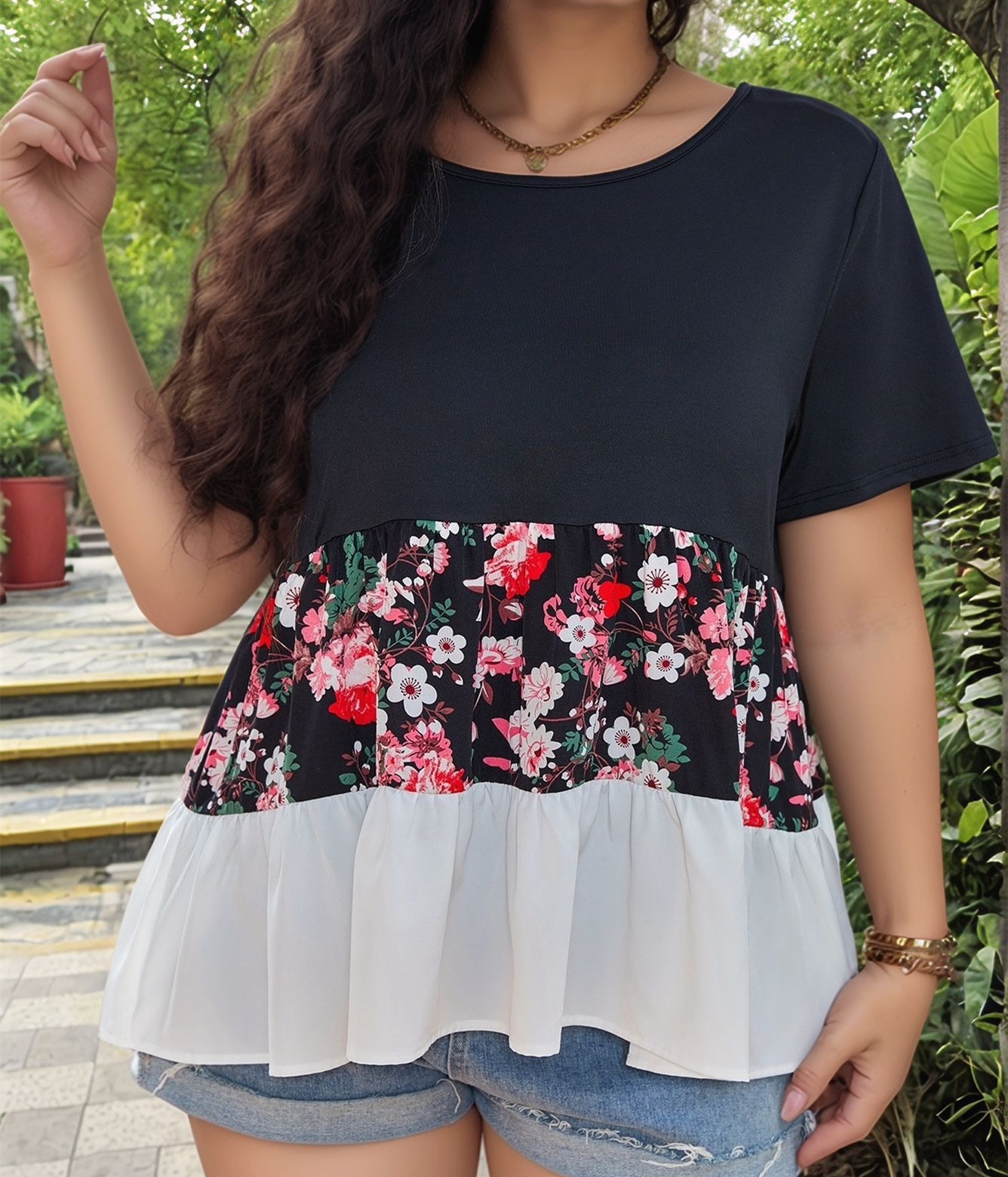 Plus Size Women's Fashion Short Sleeve T-Shirt