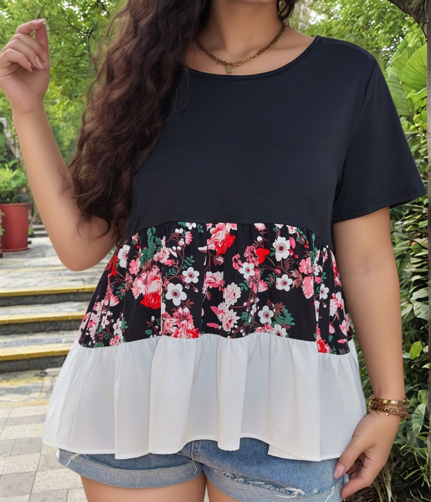 Plus Size Women's Fashion Short Sleeve T-Shirt