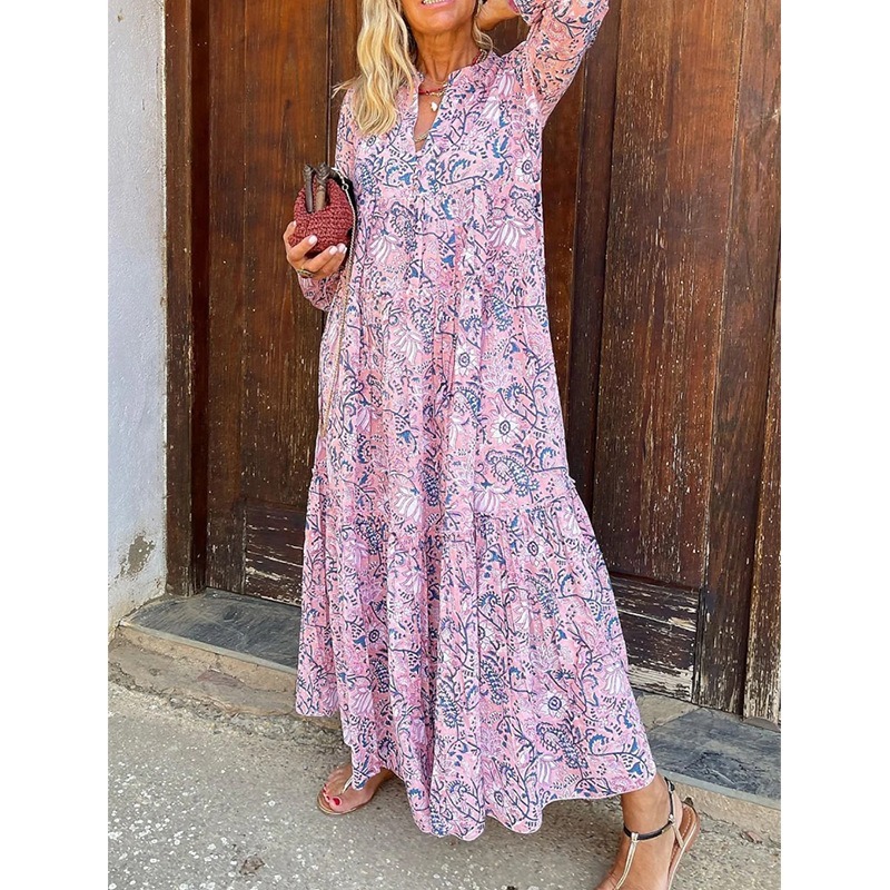 Loose V-neck beach holiday dress