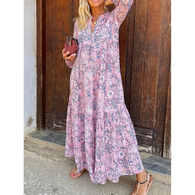 Loose V-neck beach holiday dress