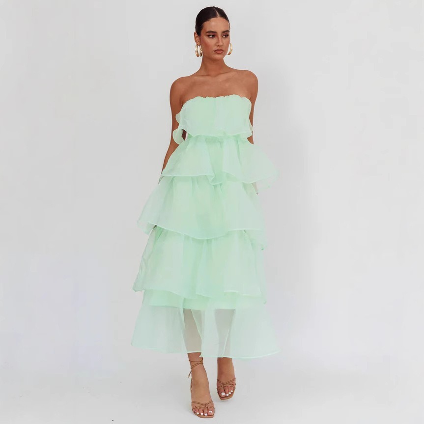 Solid color ruffled sling cake skirt