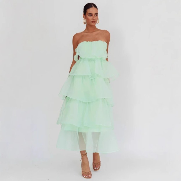 Solid color ruffled sling cake skirt