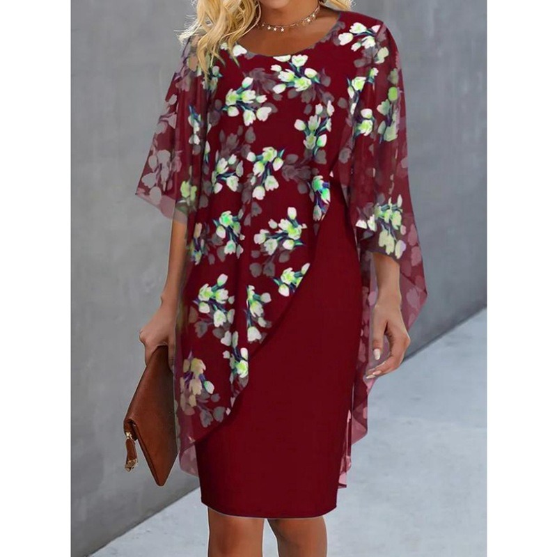Casual stitching leopard print loose round neck short sleeve T-shirt f