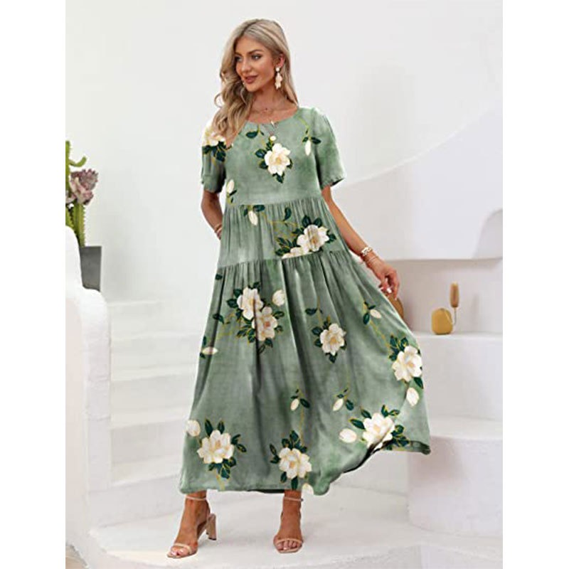 [Copy]Fresh 3/4 Sleeve Collared Maxi Dress