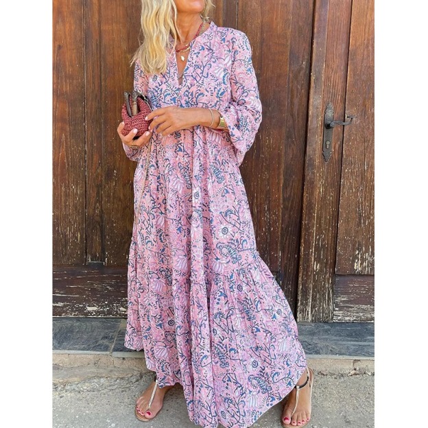 Loose V-neck beach holiday dress