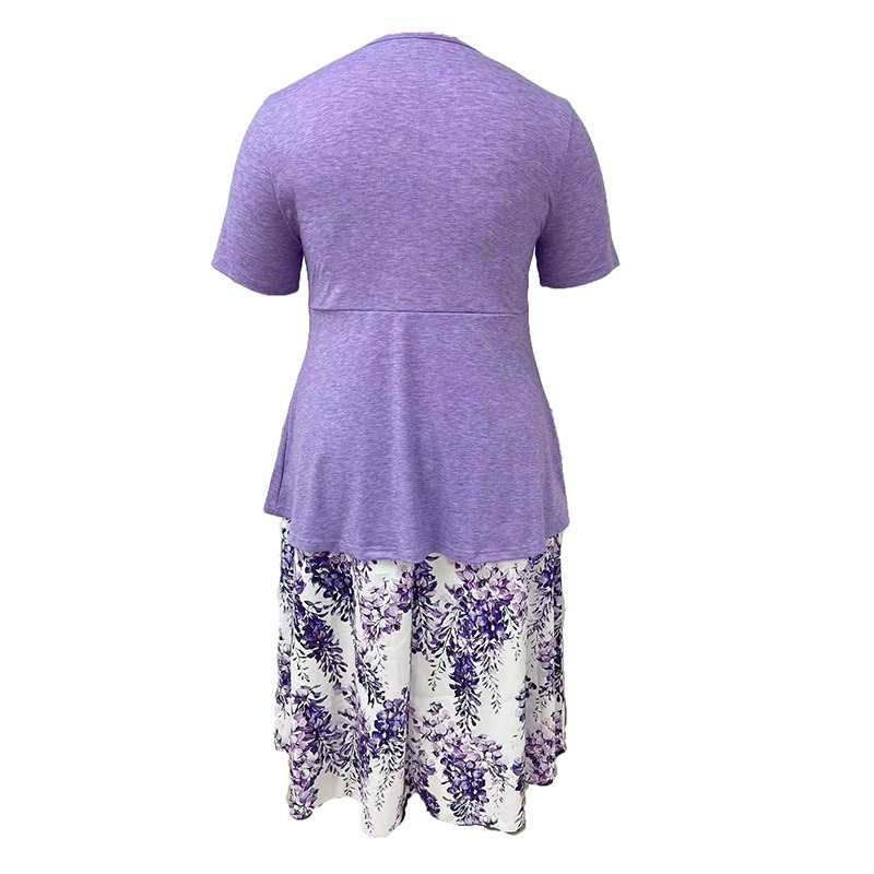 V-neck short-sleeved skirt suit