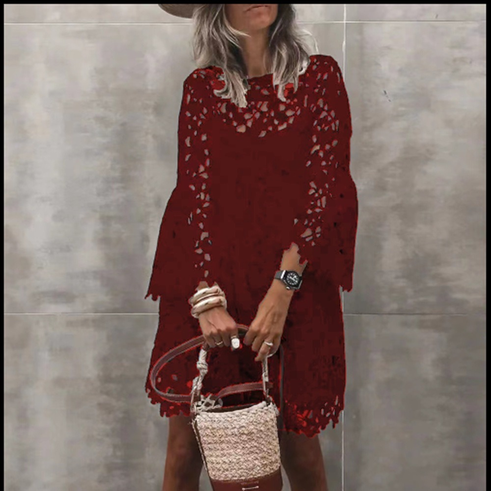 Ethnic style lace flower temperament skirt