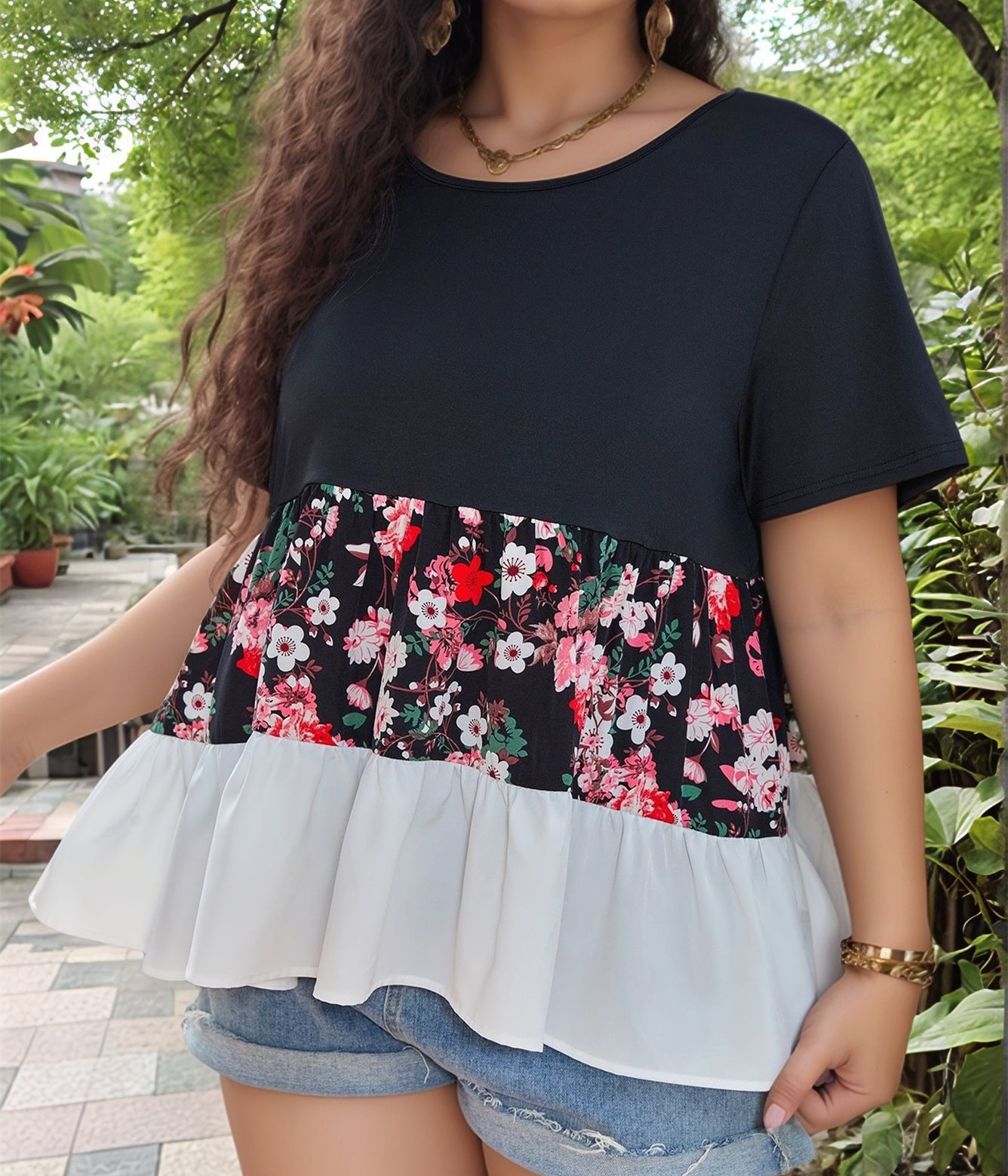 Plus Size Women's Fashion Short Sleeve T-Shirt