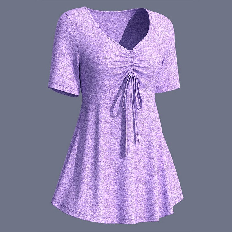 V-neck short-sleeved skirt suit