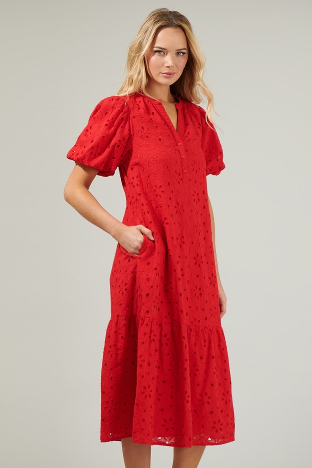 Eyelet Midi Dress