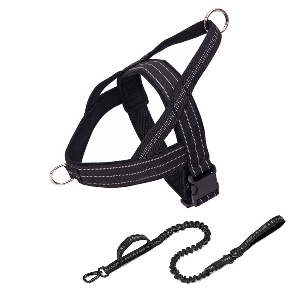 Luminous Dog Harness and Leash Set for K9 Service Dog Training - Perfect German Shepherd Vest for Medium to Large Dogs