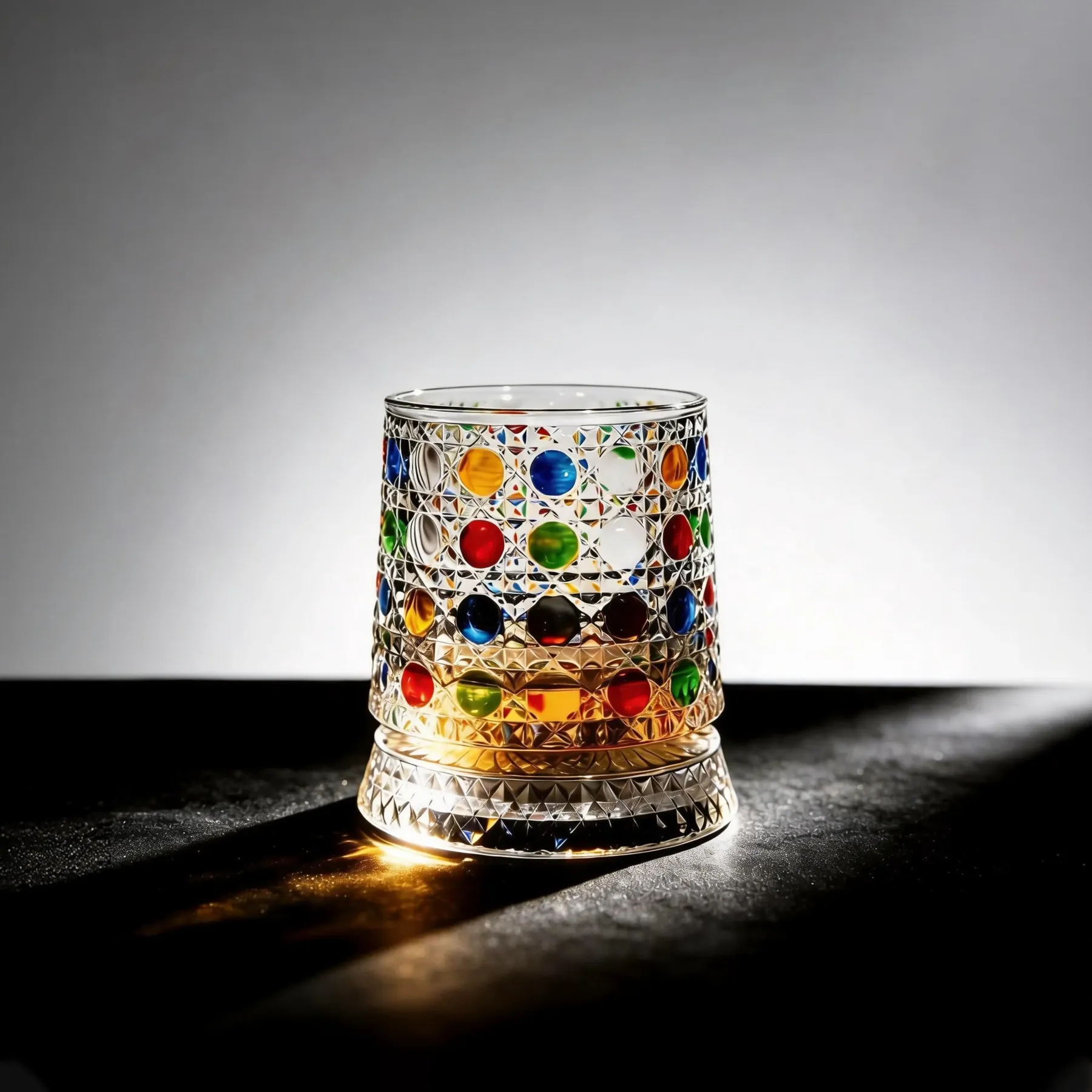 🔥 Luxury 360° Spinning Hand-Painted Crystal Whiskey Tumbler – Embossed Rotating Glass