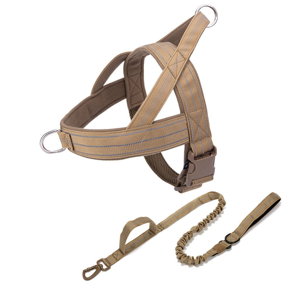 Luminous Dog Harness and Leash Set for K9 Service Dog Training - Perfect German Shepherd Vest for Medium to Large Dogs