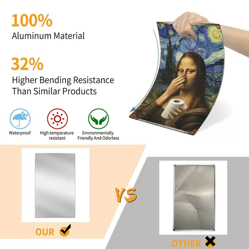 👃 Funny Mona Lisa Bathroom Sign – "Stinky" Da Vinci Metal Art – 8x12" Hilarious Toilet Wall Decor 🎨
