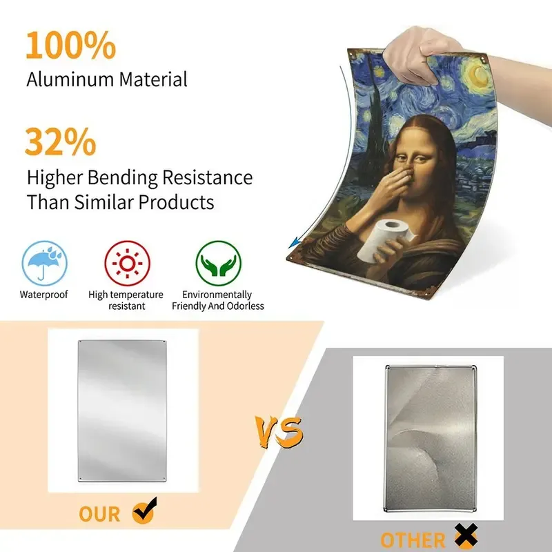 👃 Funny Mona Lisa Bathroom Sign – "Stinky" Da Vinci Metal Art – 8x12" Hilarious Toilet Wall Decor 🎨